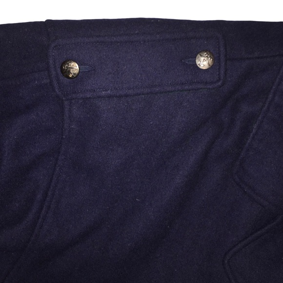 Vintage Unique Navy Blue Wool Peacoat, Utex Nautical Epaulet Double Breasted, XL - Picture 10 of 16